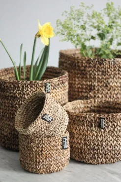 Tikau Round Kori, L -Muuto HalpaShop Round basket set 1