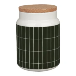 Marimekko Oiva - Tiiliskivi Purkki, 1,2 L, Valkoinen - Tummanvihreä