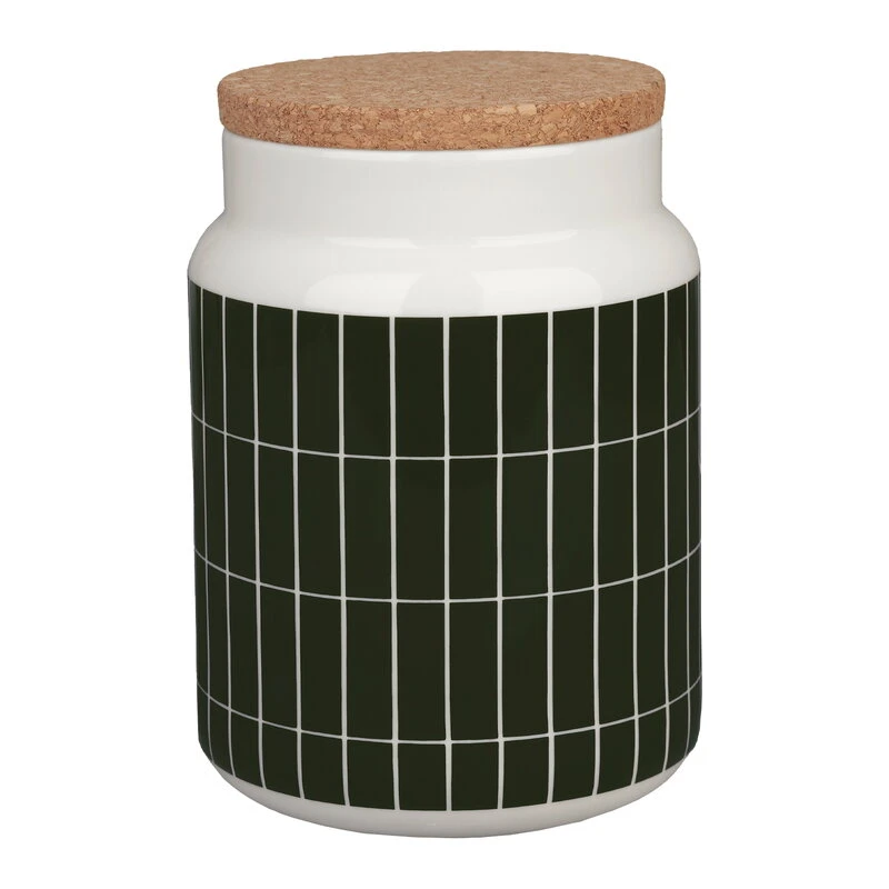 Marimekko Oiva - Tiiliskivi Purkki, 1,2 L, Valkoinen - Tummanvihreä 1 Marimekko Oiva - Tiiliskivi Purkki, 1,2 L, Valkoinen - Tummanvihreä